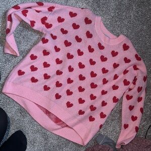 CeCe Pink Sweater with Red Heart Design